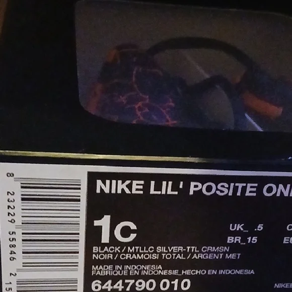 Nike Lil' Posite One Black and Silver Size 1c - Picture 2 of 6